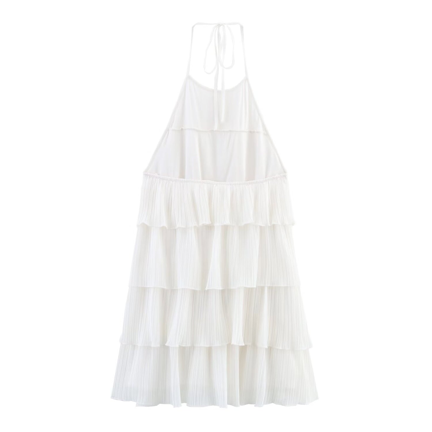 Women's' New Fashion layered decoration sleeveless hanging neck mini dress