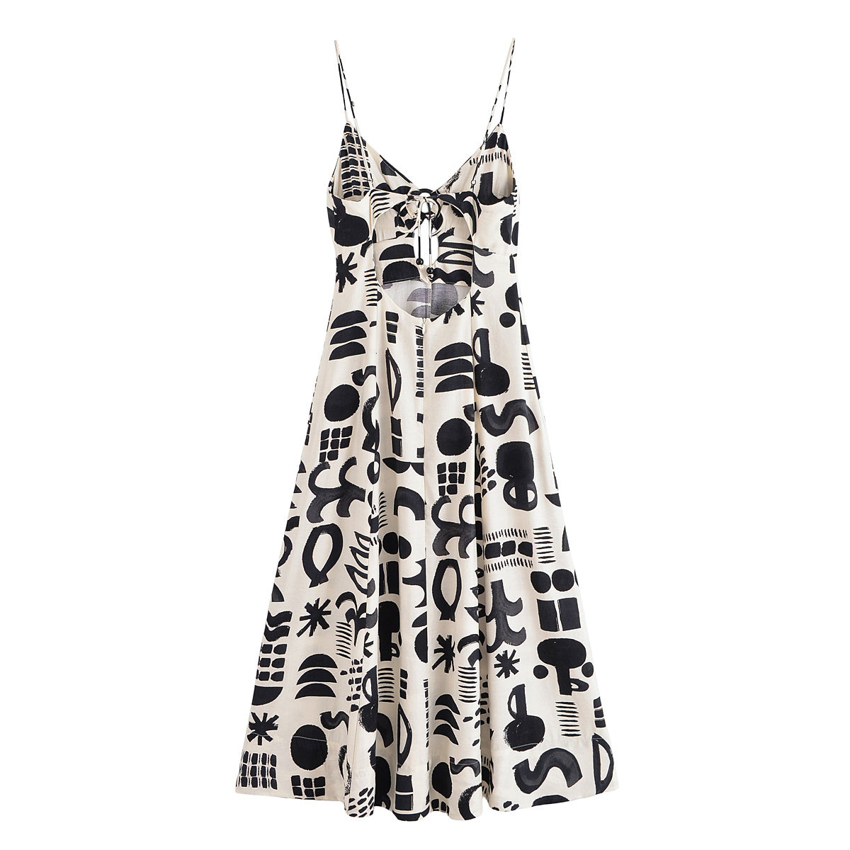 Women's Summer Fashion Hollow out Design Printed suspender Midi Dress
