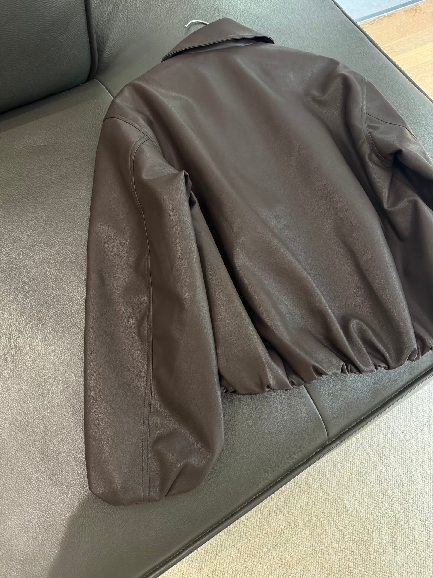 Women's new fashion casual lapel faux leather pilot jacket Coat