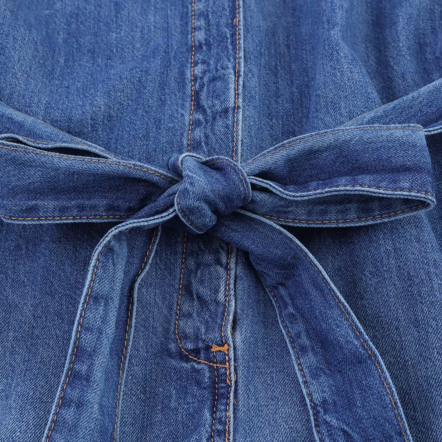 Women's' New Fashion with Belt casual single breasted denim short jumpsuit