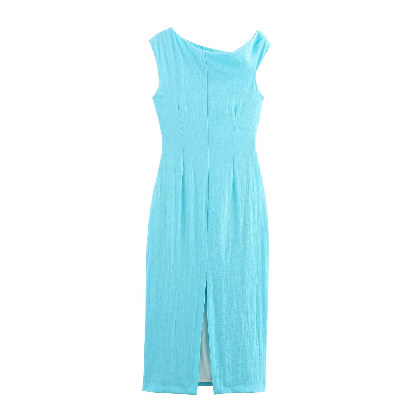 Women's new fashion asymmetric sleeveless off shoulder MIDI dress