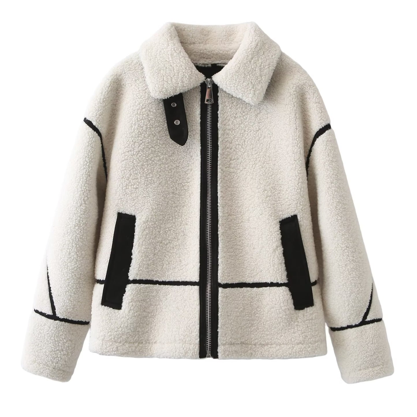 Women's winter new loose Lapel double-sided fleece Coat