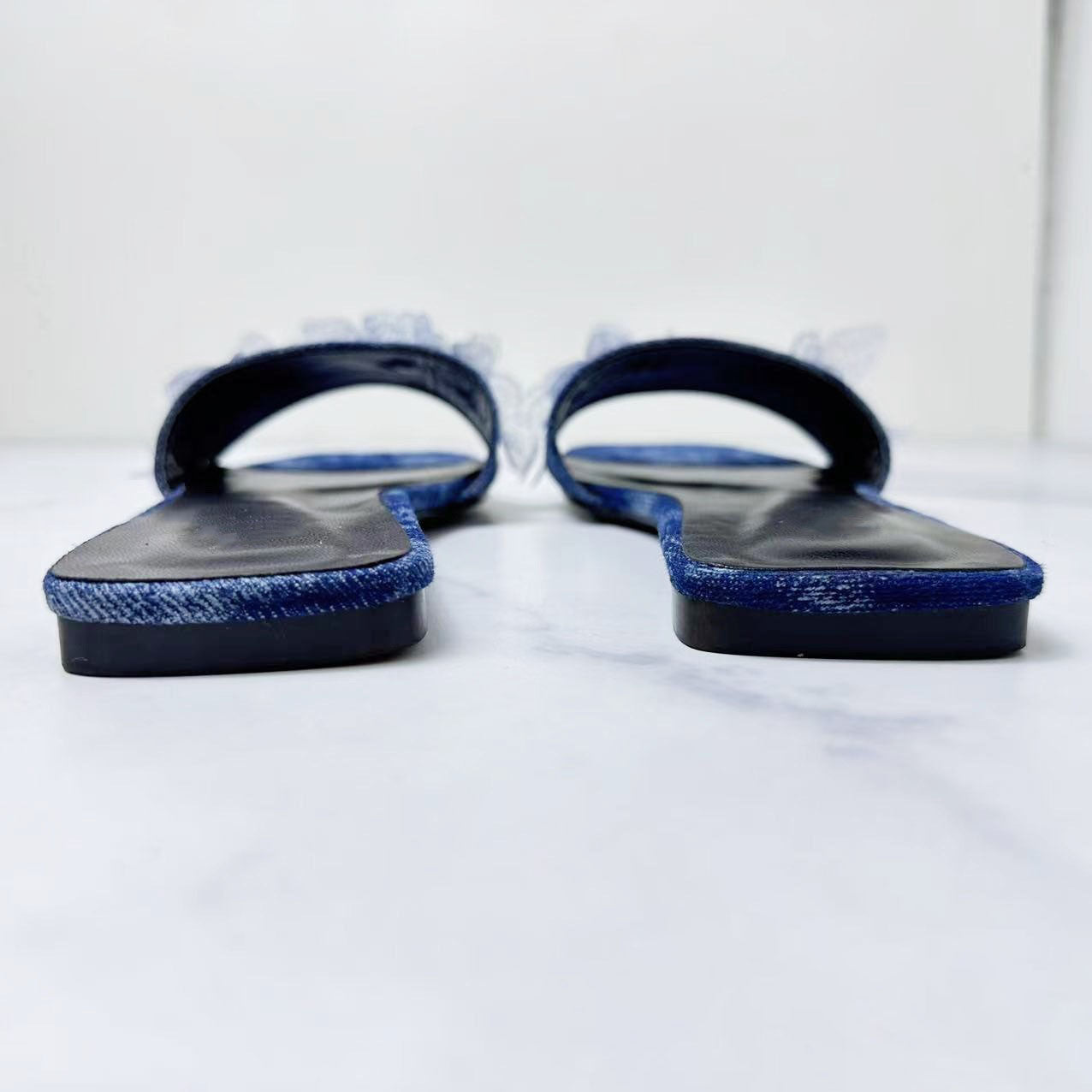 Women's new Joker Blue Jeans Butterfly Decorated Flat Sandals Old Retro Slippers