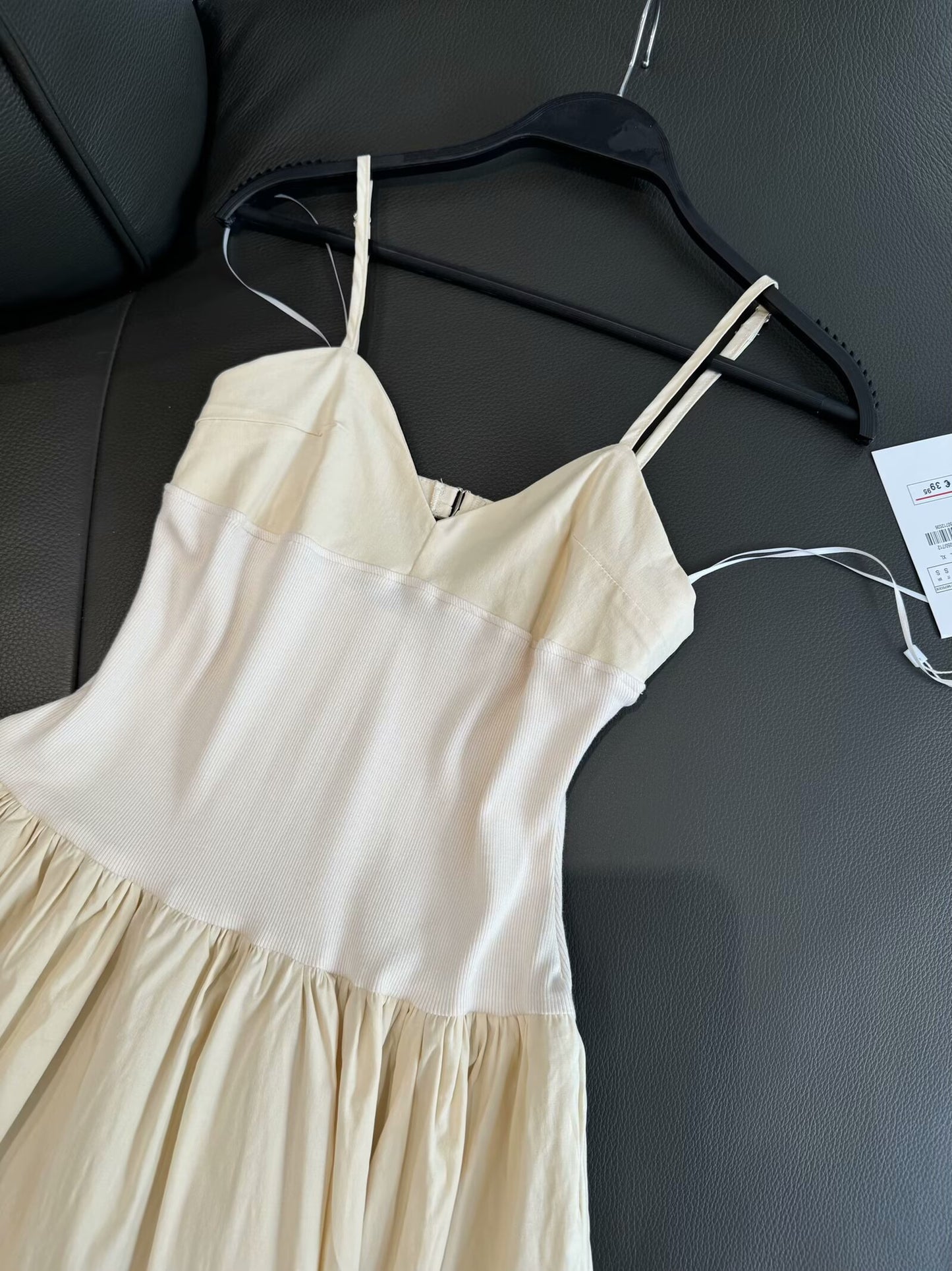 Ladies' new fashion sleeveless backless patchwork poplin suspender MIDI dress