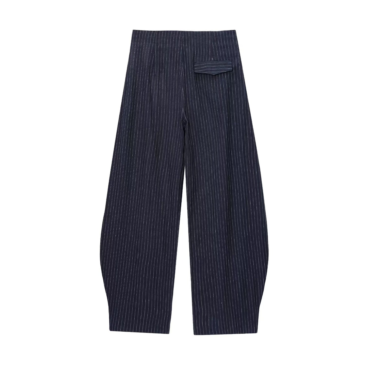 Women's new fashion short striped linen blend V-neck vest+Pants suit