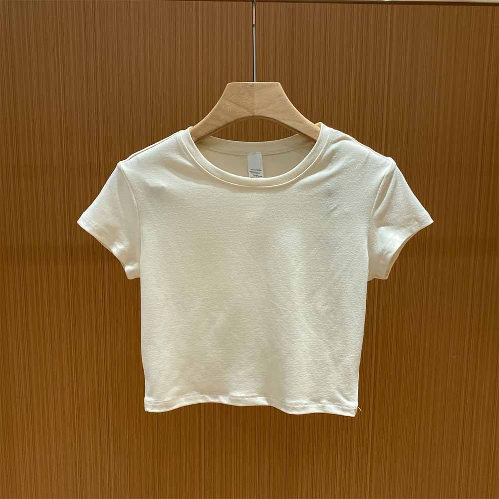 Women's New Fashion Sports Training Yoga Shoulder Short-sleeved T-shirt in Spring and Summer Women's Bottoming Short Blouse.
