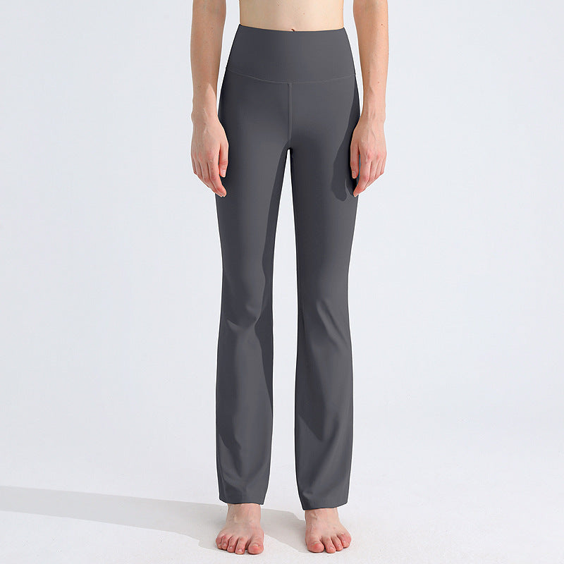 LU Women's New Sports Yoga Pants, Tights, Body Shaping, High Elasticity, Nudity, Moisture Absorption and Quick-drying High Waist Bell Bottoms.