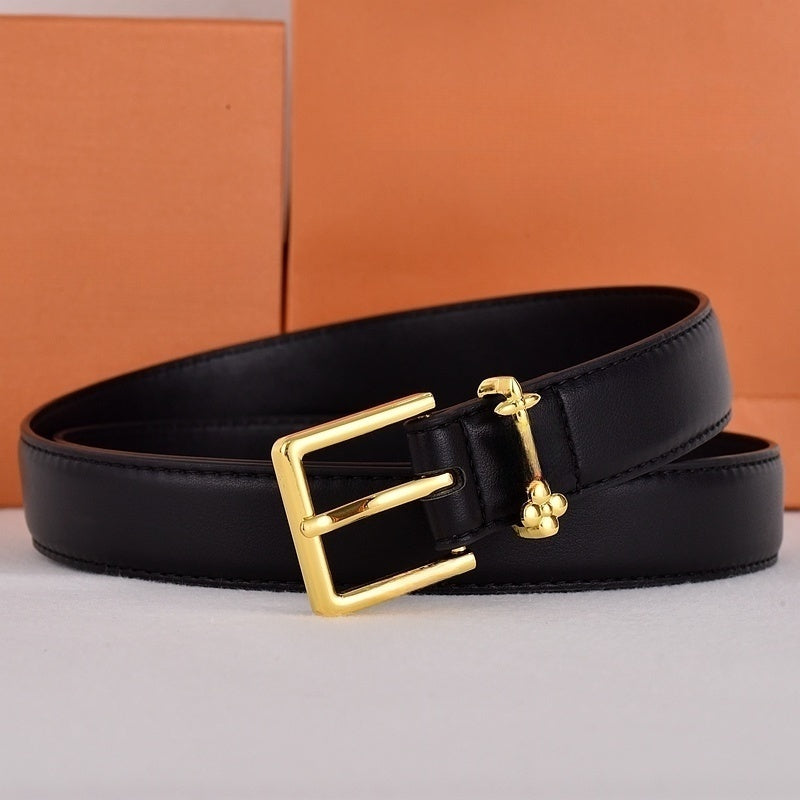 Women's new temperament Joker pin buckle design letter decoration with belt With a box