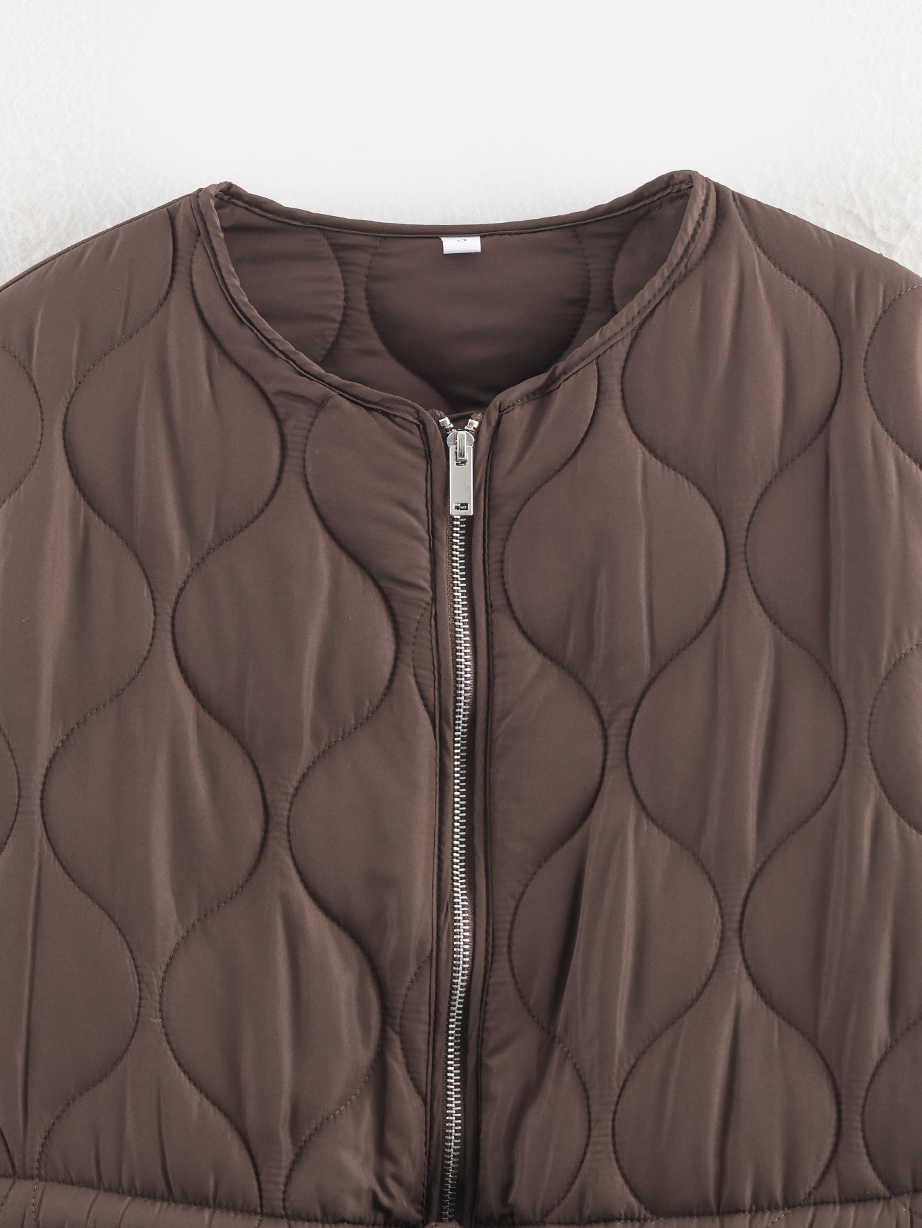 Women's with Belt round neck zipper cotton Coat