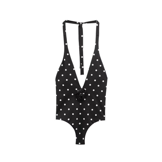 Ladies' new fashion tight polka dot print hanging neck swimsuit retro sleeveless women's swimsuit