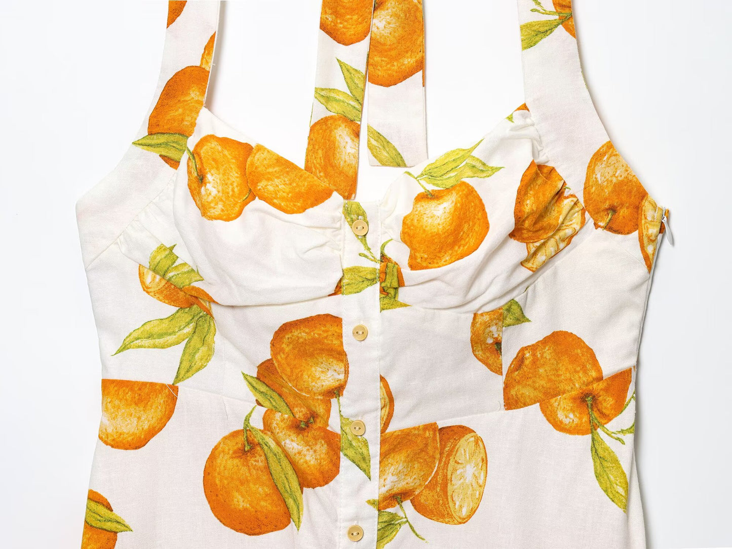 Women's Sweet Fashion Comfortable Printed Hanging Collar Midi Dress