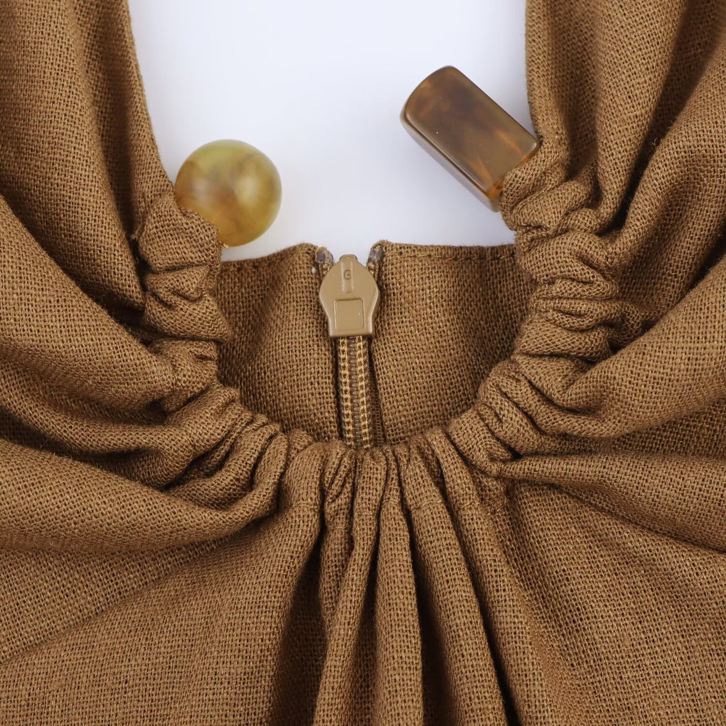 Women's' New Fashion Split design slim linen blend hanging neck MIDI dress