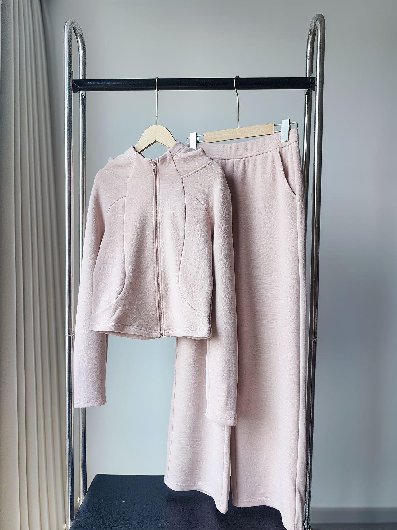 Women's slim-fit hooded cardigan and trousers two-piece set