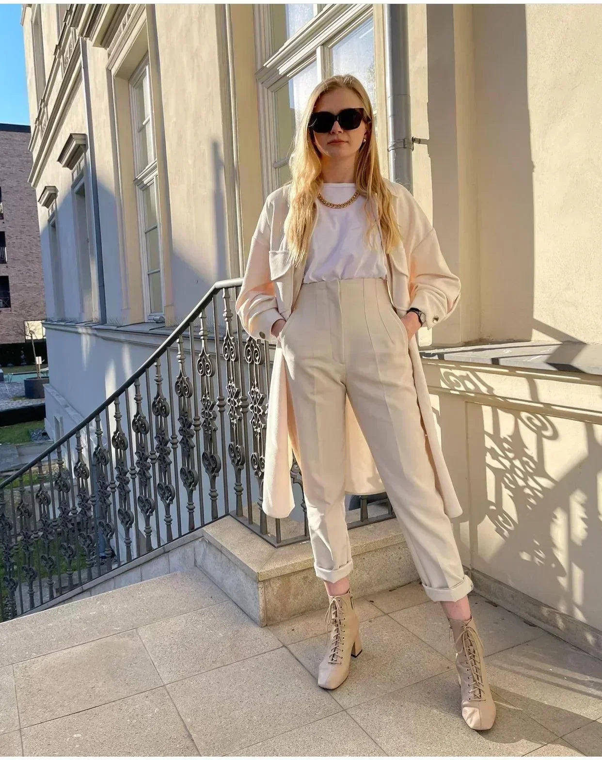 Women's Summer New Chic Fashion Side Pocket Decoration Casual Striped Pants Retro High Rope Zipper Women's Ankle Pants Mujer