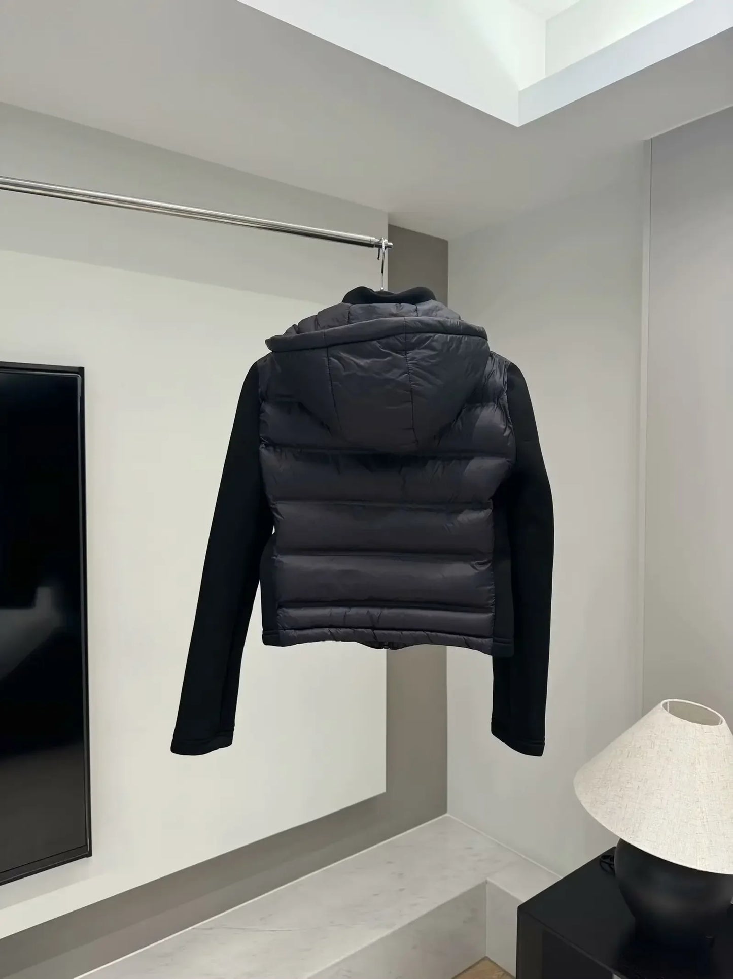 Women's winter Fashion warm short Black slim patchwork hooded cotton coat retro long sleeved zipper women's coat chic top