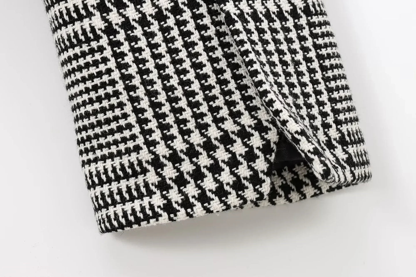 Ladies' new fashion flap pocket decoration slim short O Neck plaid suit Coat retro long sleeved button up women's Coat chic top