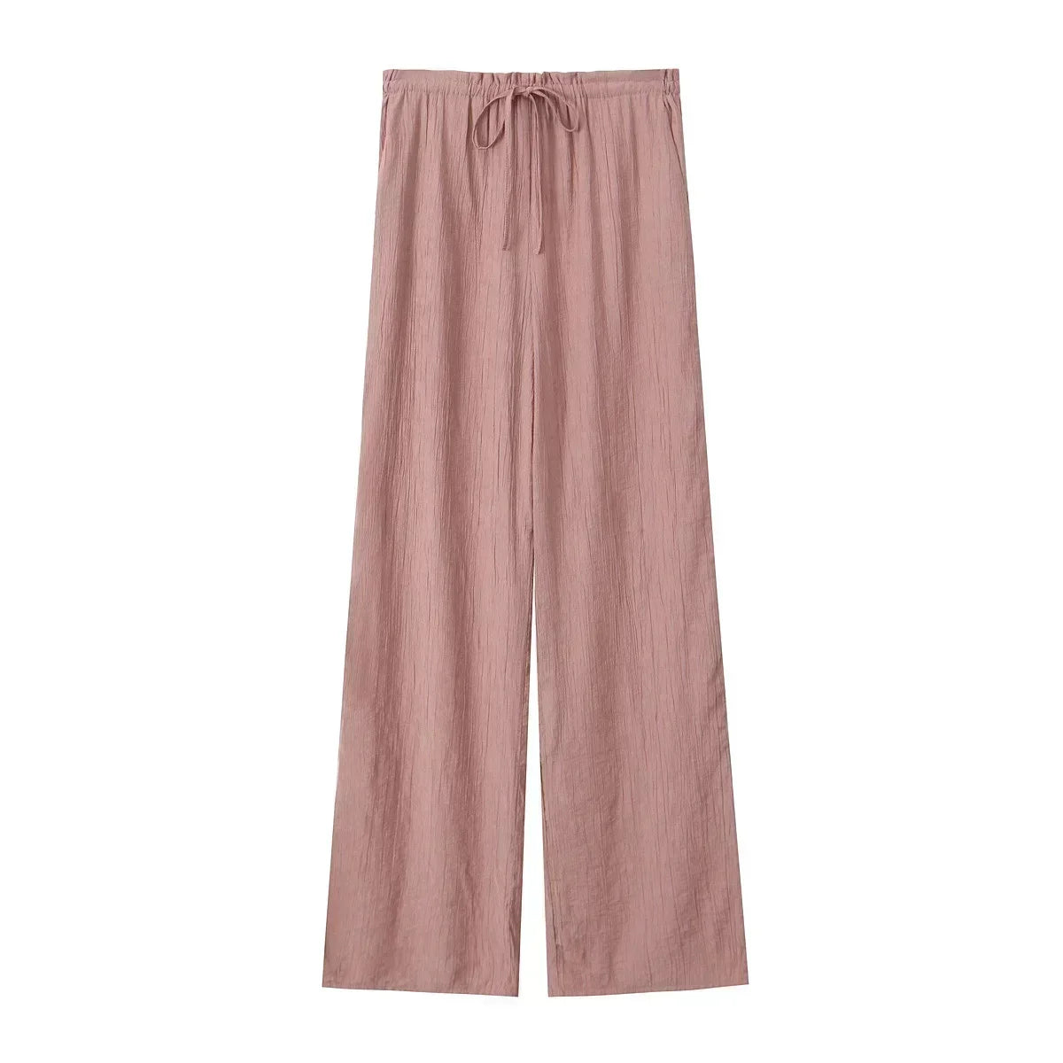 Women's new Chic Fashion loose side pocket pants casual versatile textured pants retro high waisted lace up women's pants