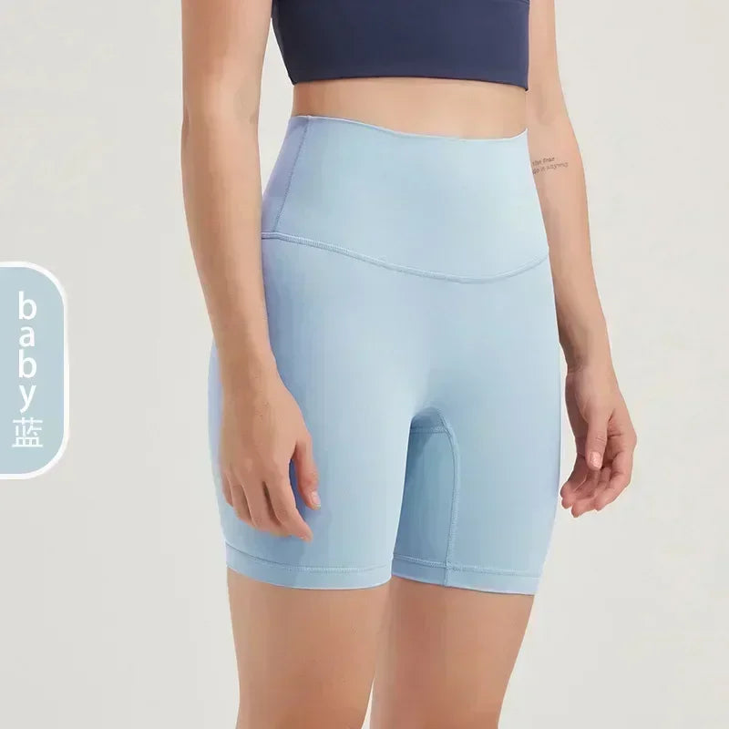 Double-sided sanding yoga pants female Europe and the United States high waist hip peach hip sports shorts fitness pants three-p