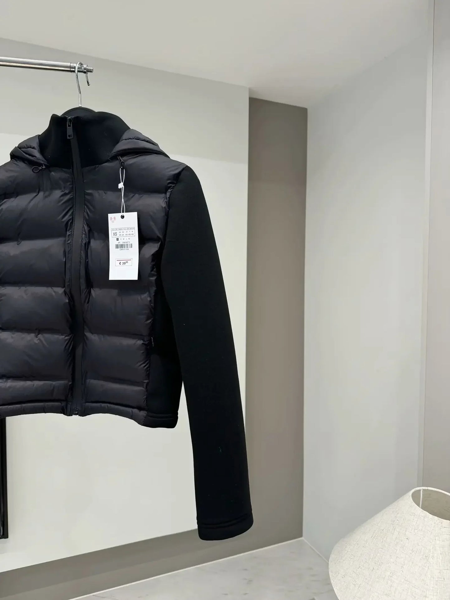 Women's winter Fashion warm short Black slim patchwork hooded cotton coat retro long sleeved zipper women's coat chic top