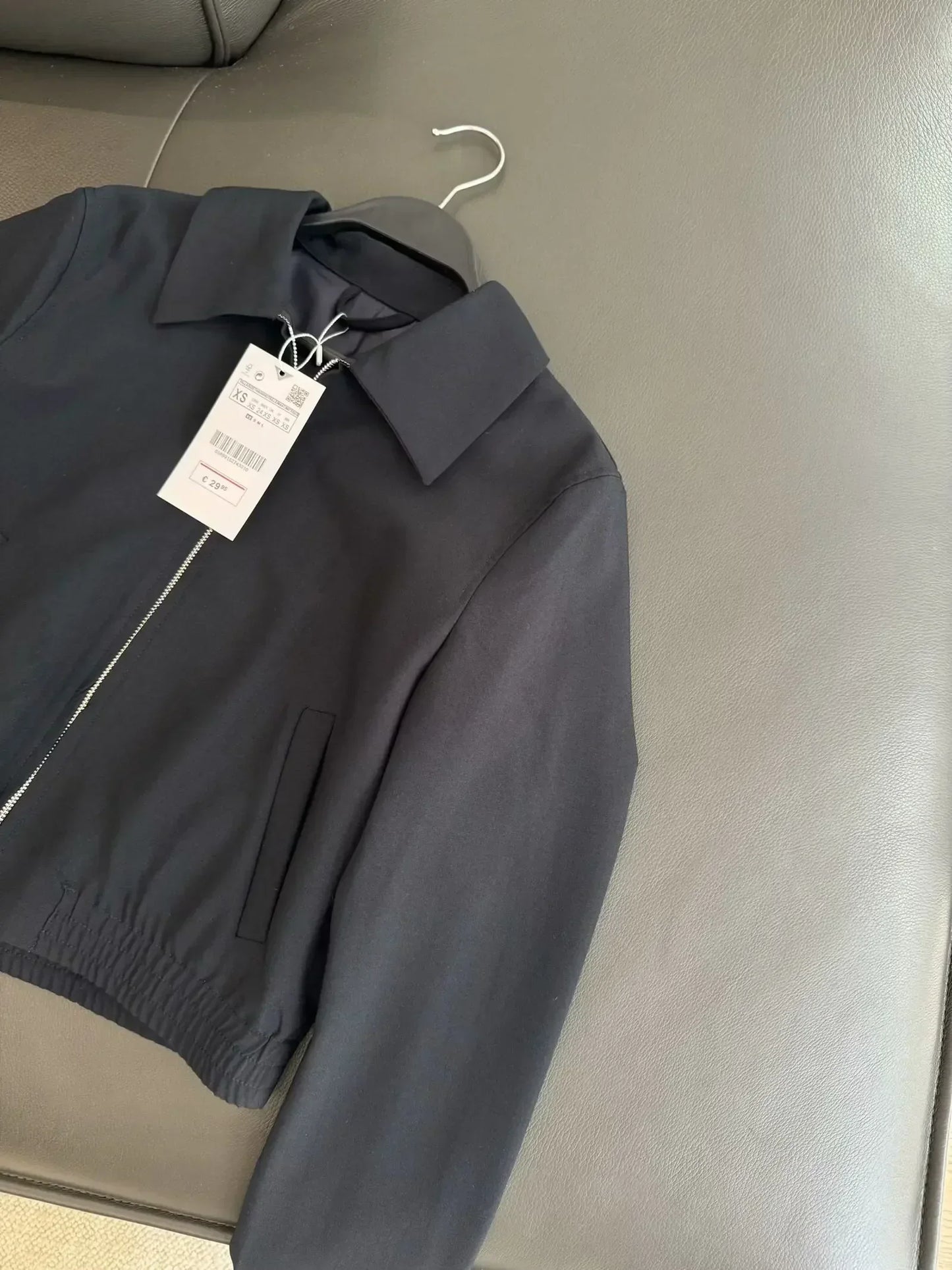 Women's new fashion side pocket decoration casual short lapel jacket coat retro long sleeved zipper women's coat chic top