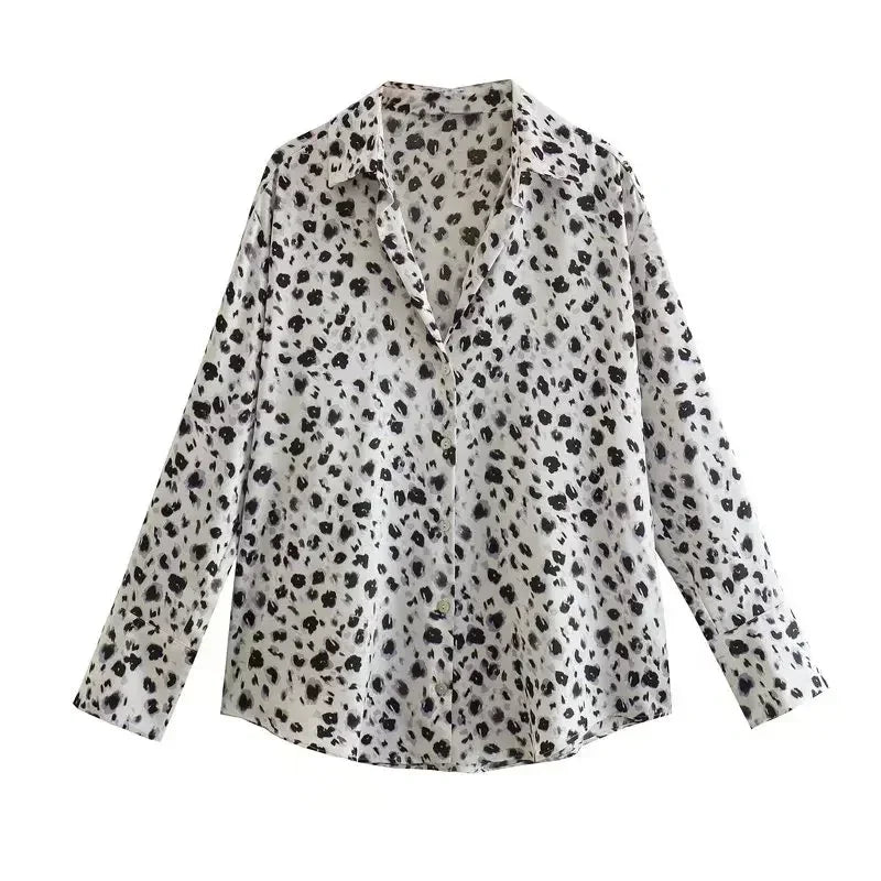 Women 2023 spring New Fashion Multicolor Silk satin texture hang down Blouses Long Sleeve Button-up Female Shirts Tops