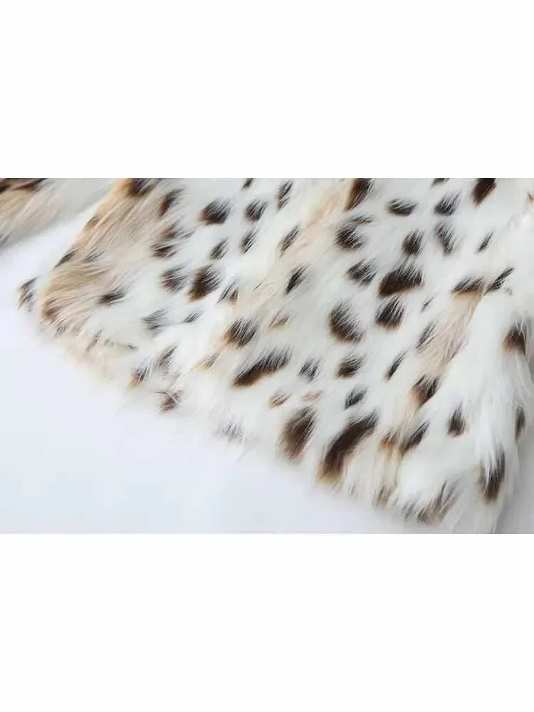 Women's new fashion faux fur effect casual side pocket printed striped Coat retro stand Neck long sleeved women's Coat chic top