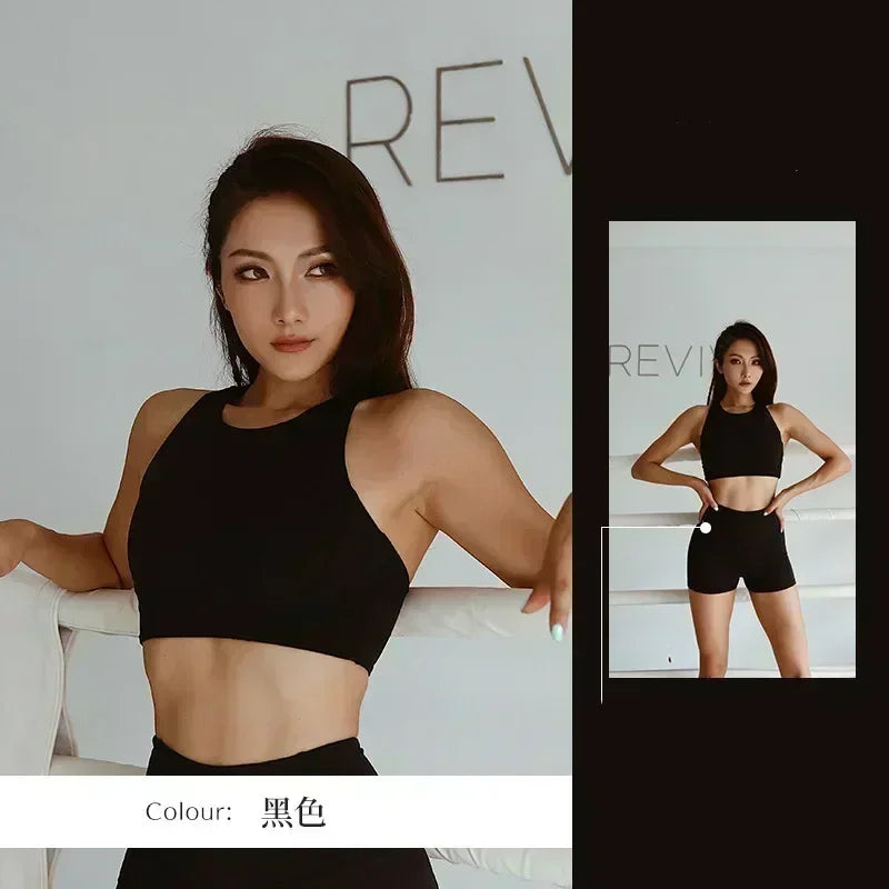 High Waisted Three Part Pants Yoga Set Shock-Absorbing Tight Fitting gathering Underwear Fitness Running Yoga Bra