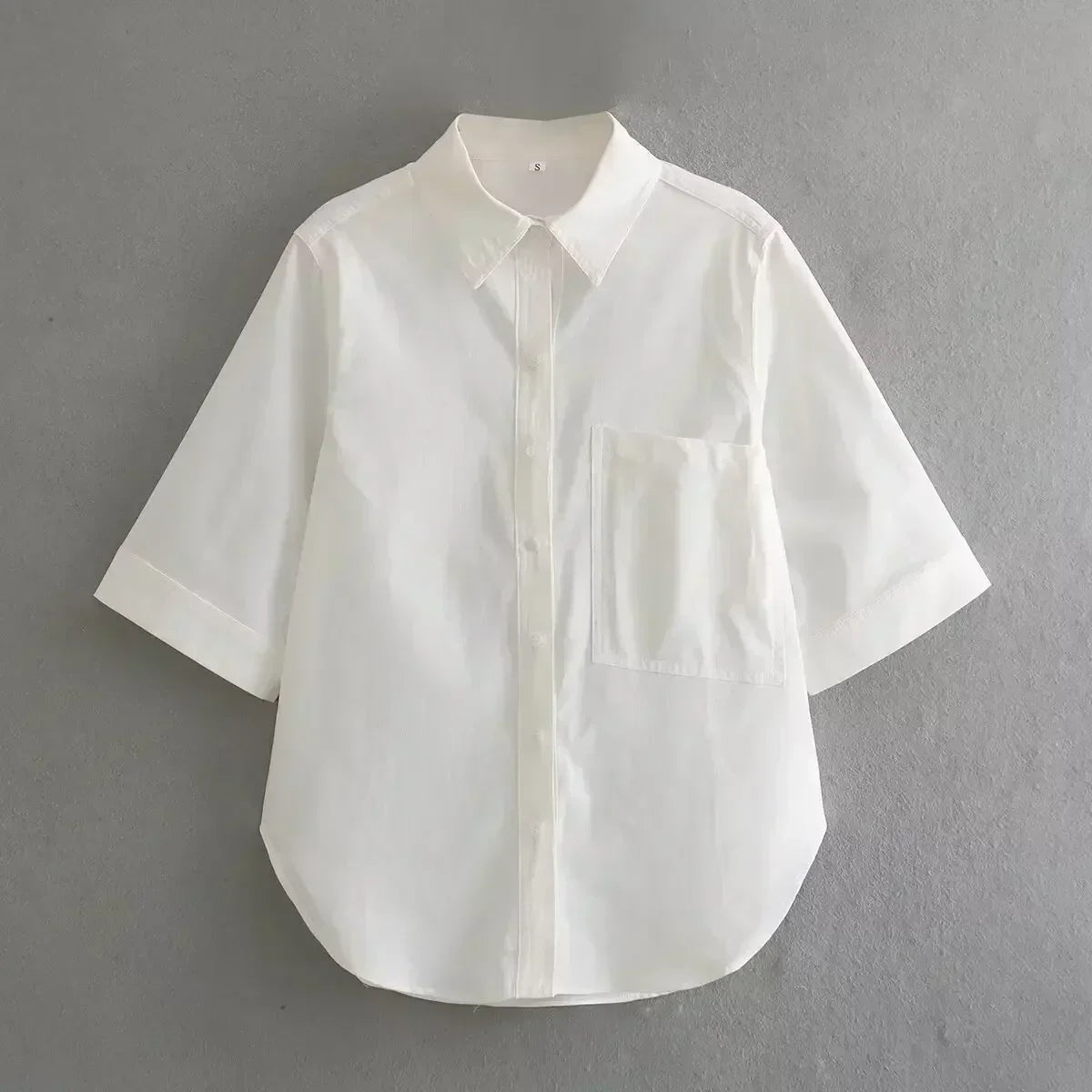 Women's new fashion large pocket decoration loose linen blend casual shirt retro short sleeved Button up women's shirt