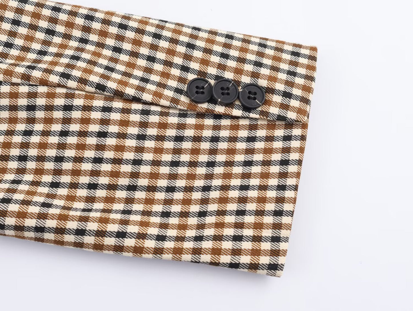 Women's new fashion loose single breasted checkered suit jacket+Pants suit