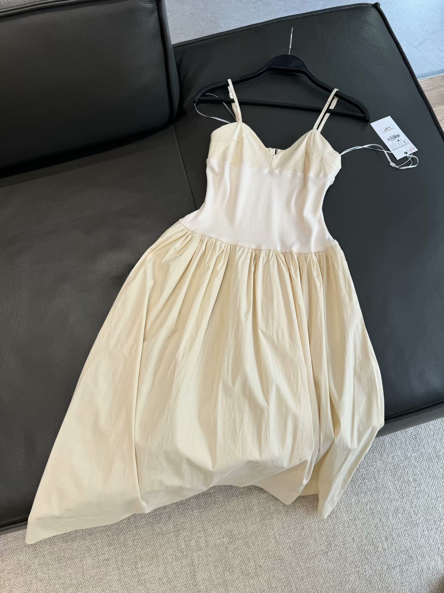 Ladies' new fashion sleeveless backless patchwork poplin suspender MIDI dress