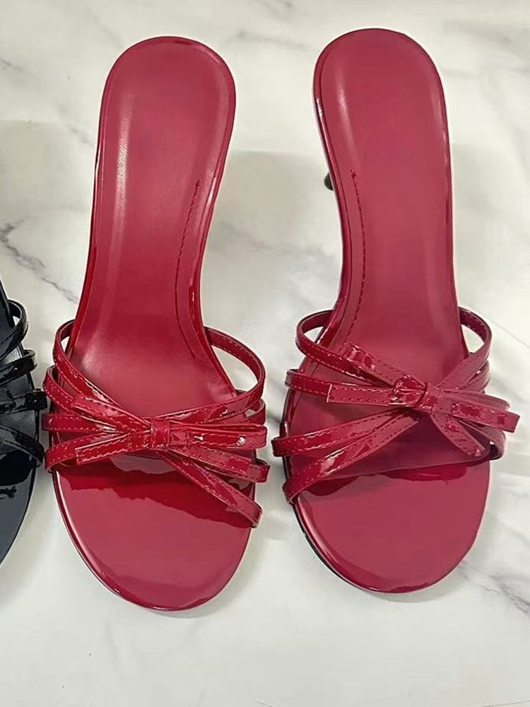 Women's New Fashion Joker Bow Decorative Slippers Stiletto Sandals.