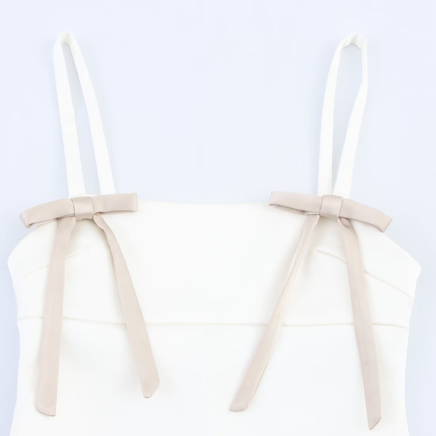 Women's' New Fashion Bow shoulder strap decoration slim satin texture mini dress