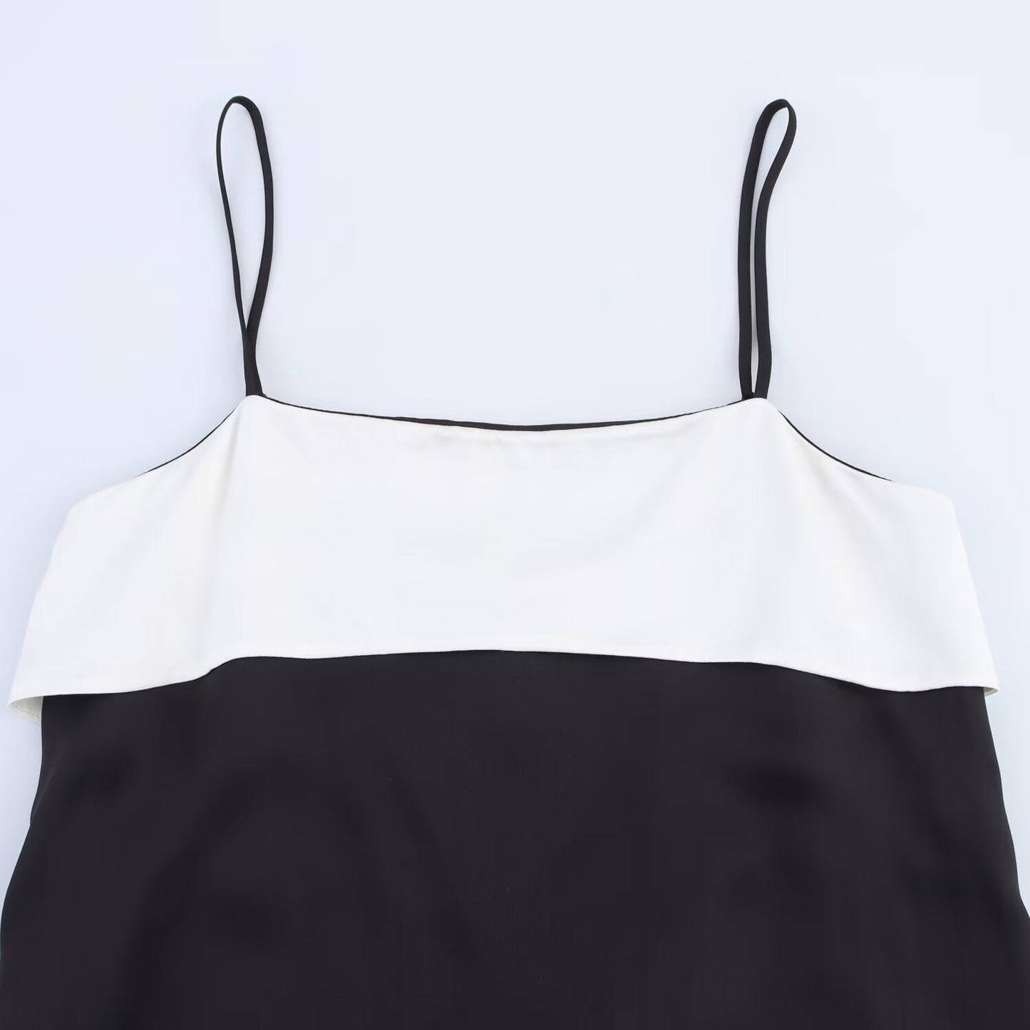 Women's' New Fashion Sleeveless Satin Texture Splicing suspender Midi Dress