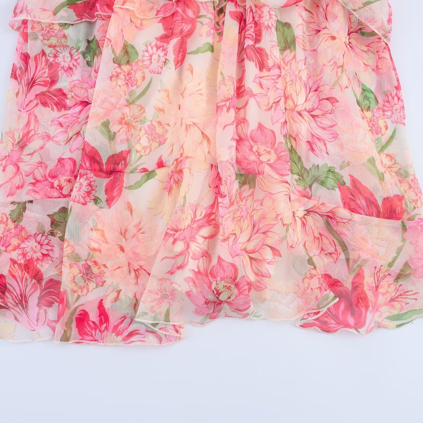 Women's' New Fashion With Belt Sleeveless Flower Printed Midi Dress