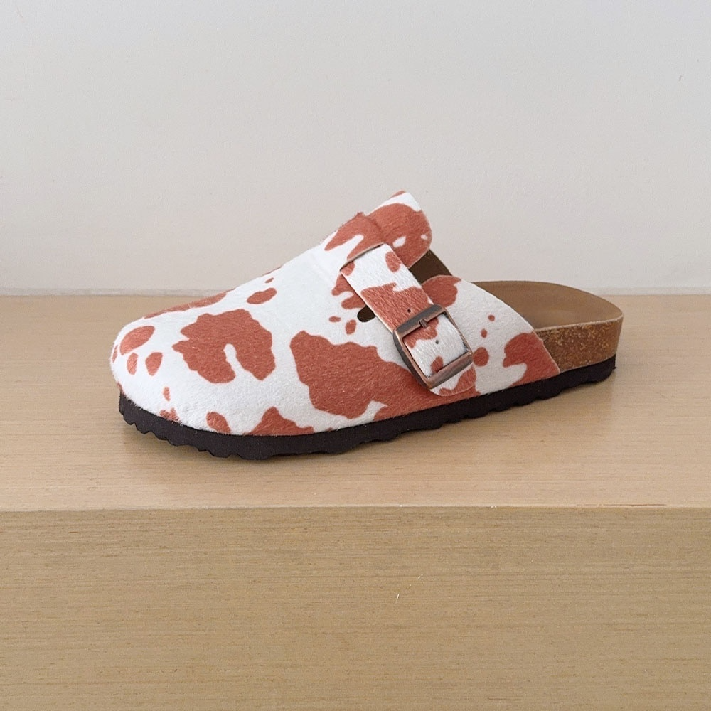 Women's 2026 new fashion cow print slippers women's half slippers