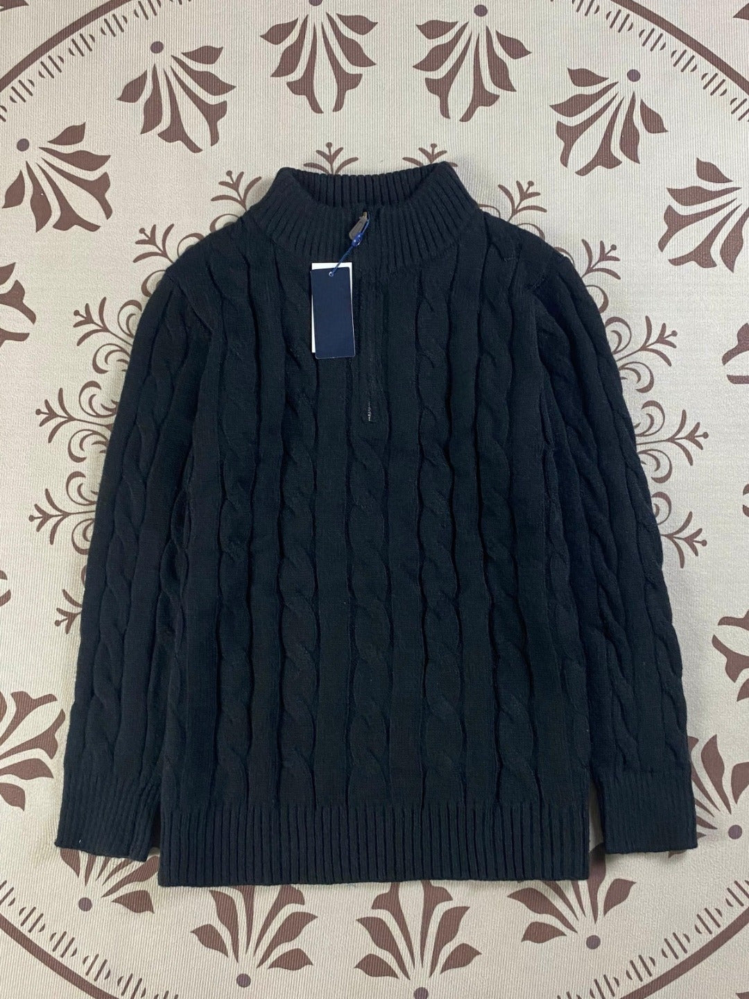 Men's and women's Joker Embroidery Knitting Half Zipper Design Sweater Knitwear