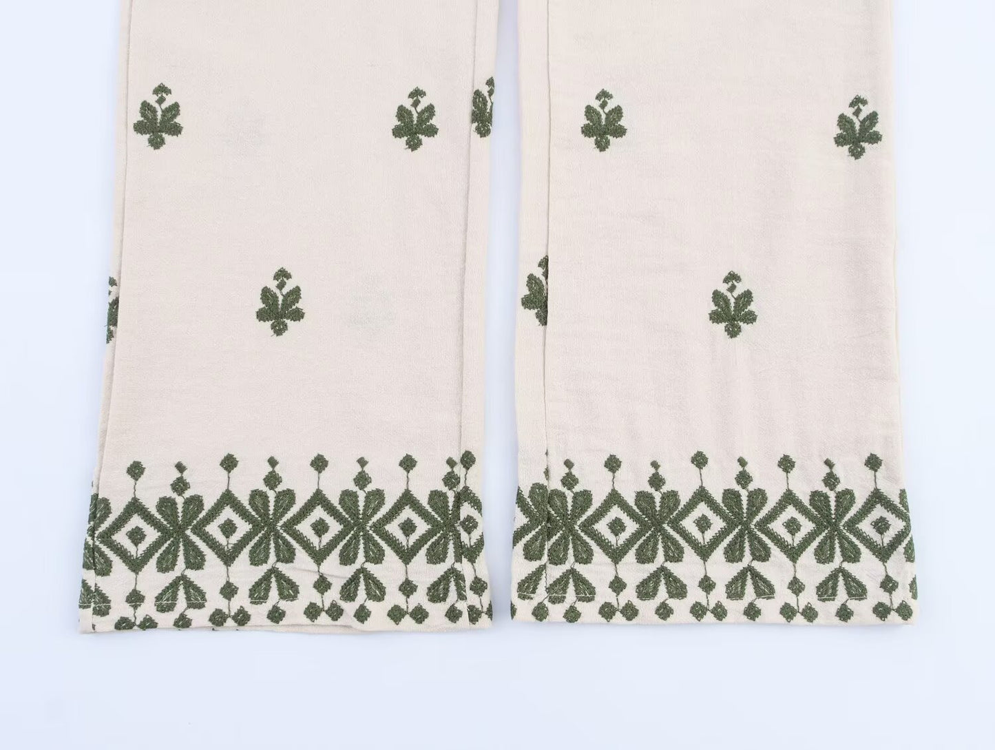 Ladies' New Fashion Drawstring Waist Loose Side Pocket Casual Embroidered Wide Leg Pants