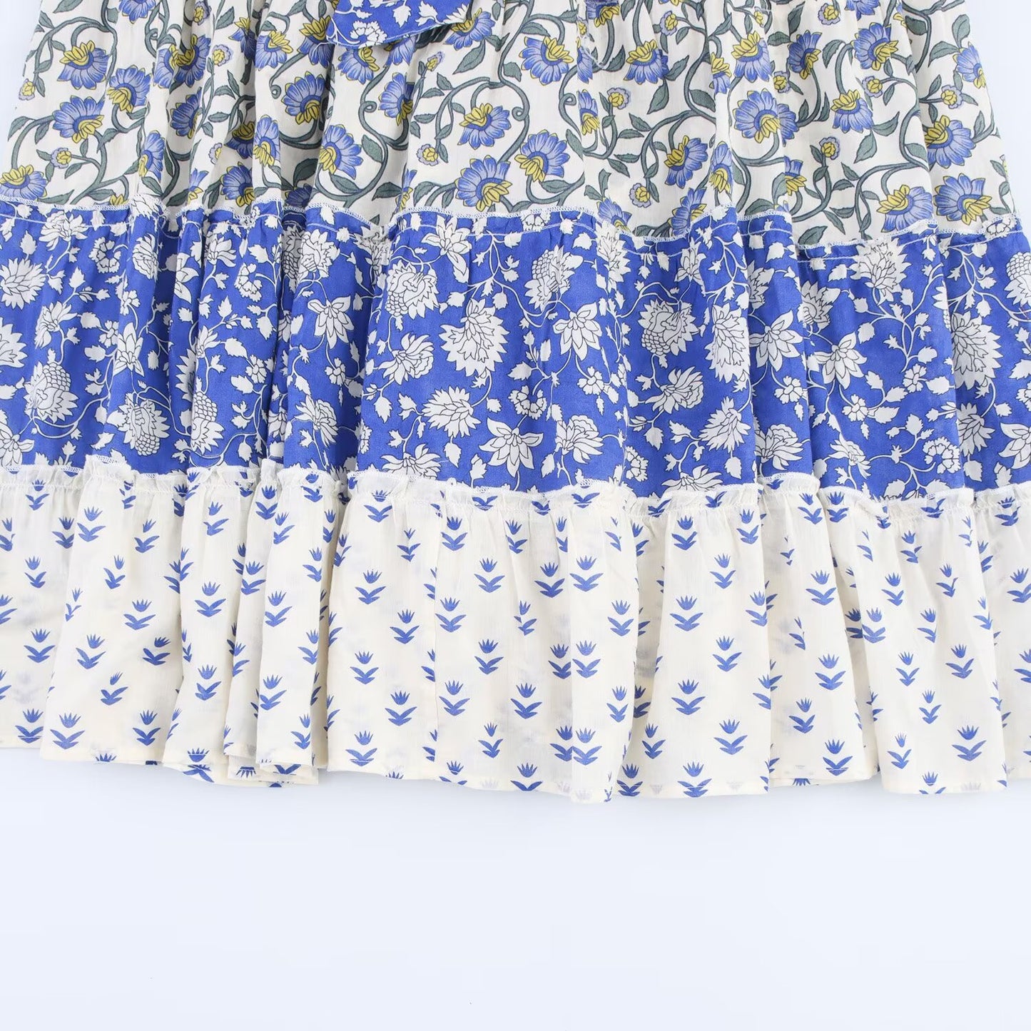 Women's new fashion sleeveless patchwork printed suspender MIDI dress