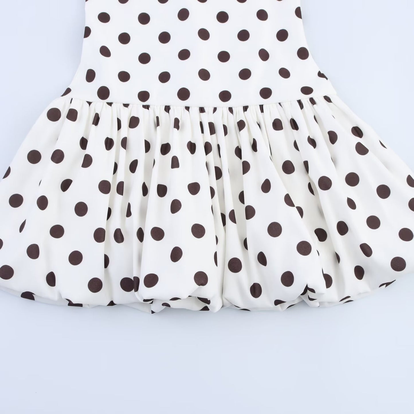 Women's' New Fashion balloon version polka dot printed Wide shoulder strap mini dress