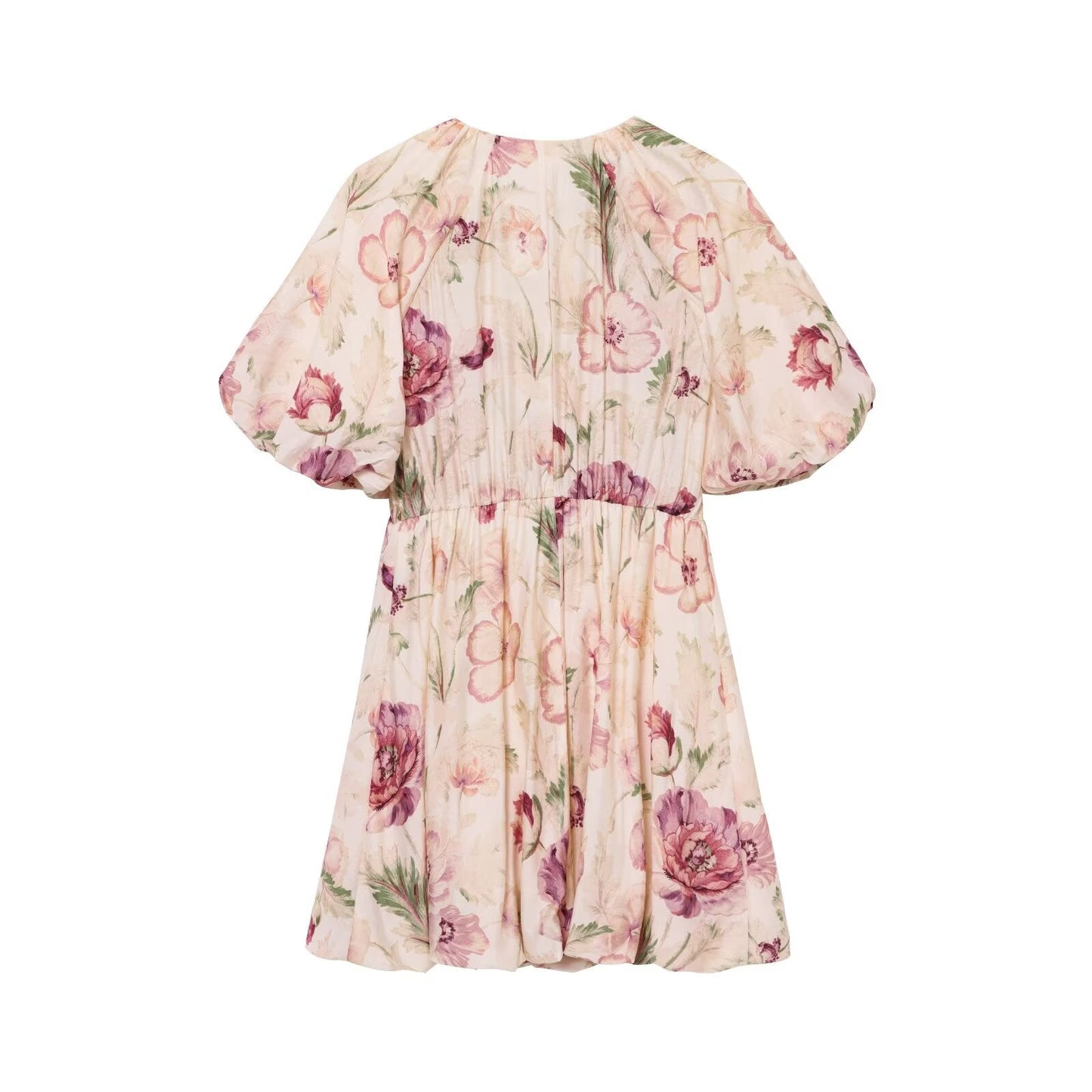 Women's 2025 fashion bubble skirt retro short-sleeved women's dress