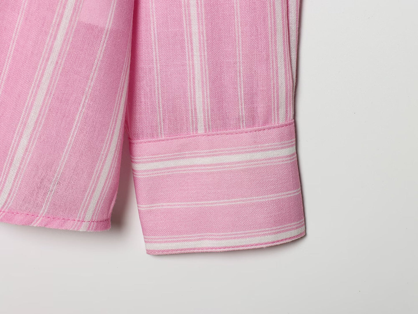 suit Women's 2 pieces loose linen blended striped shirt+Skirts