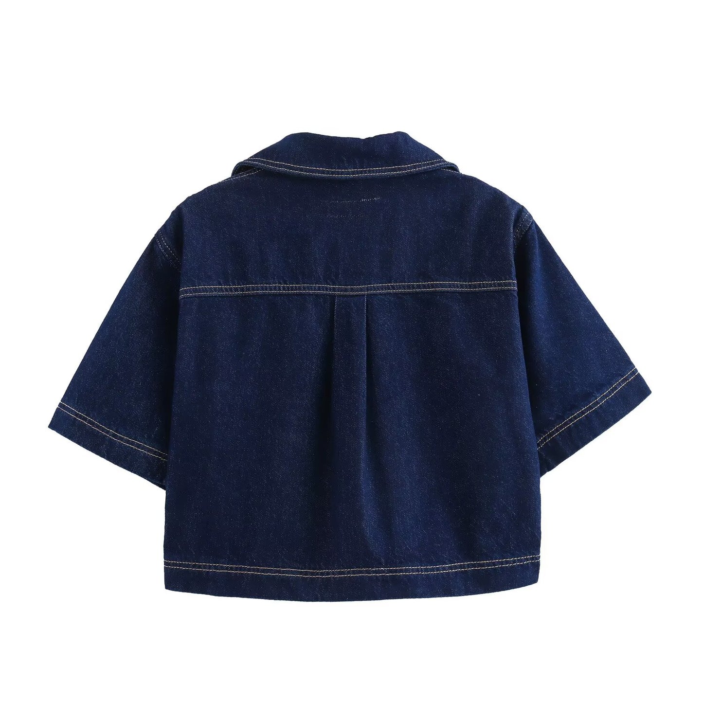 Ladies' new fashion casual short denim shirt retro short sleeved women's shirt chic top+Shorts Skirts Women's suit