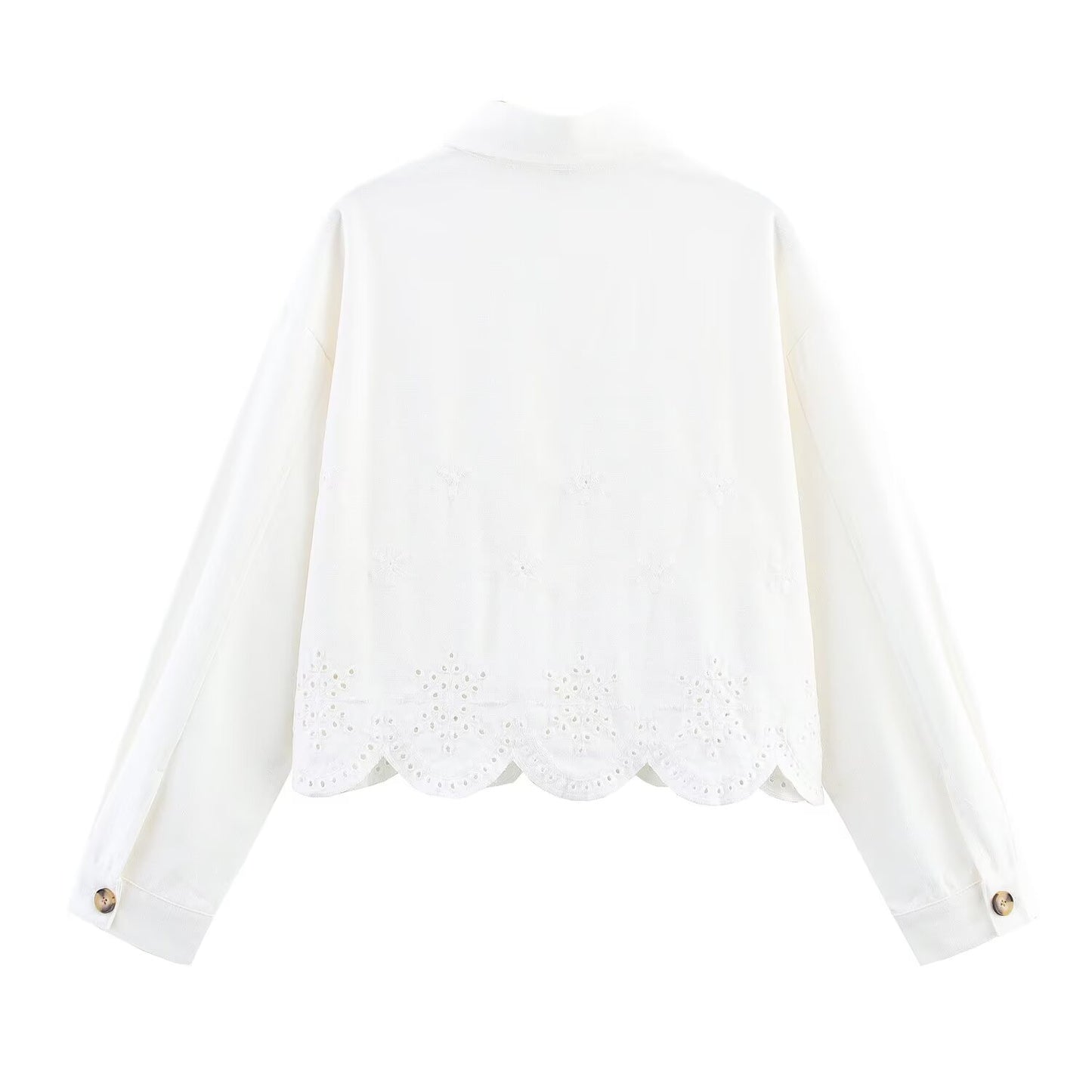 Ladies' New Fashion Casual Single breasted Hollow Embroidered Shirt Coat+Pants Women's Suit