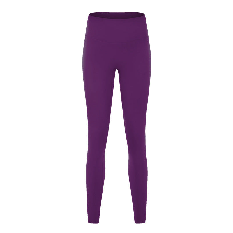 Yoga Women's New High-waist Hip-lifting Yoga Pants with No Embarrassing Lines, Nine-point Nude Yoga Pants for Women's Elastic Fitness Exercise.