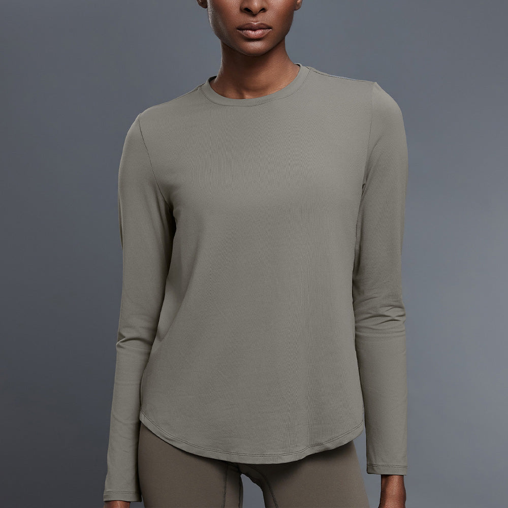 LU women's autumn new casual Joker Round Neck Yoga T-shirt loose slimming fitness top