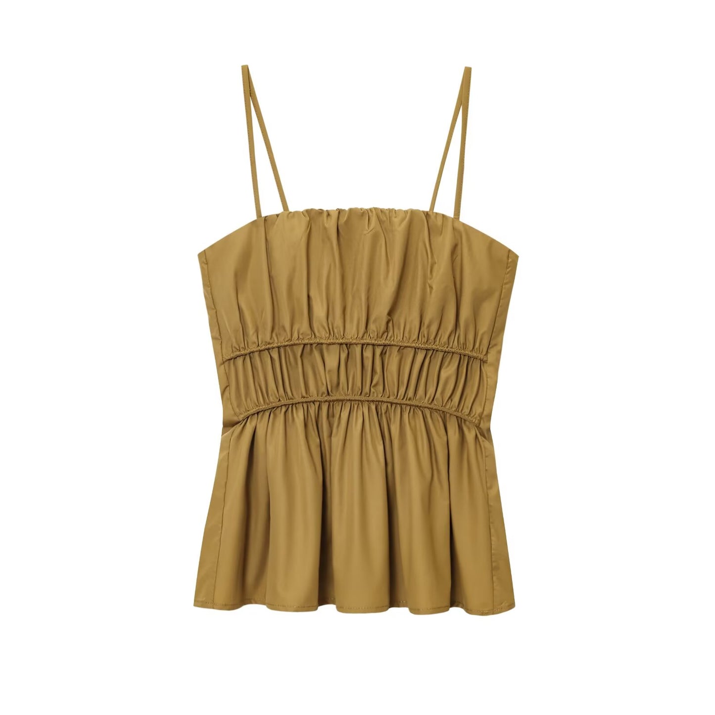 2025 women's New Fashion sleeveless pleated Thin suspender top