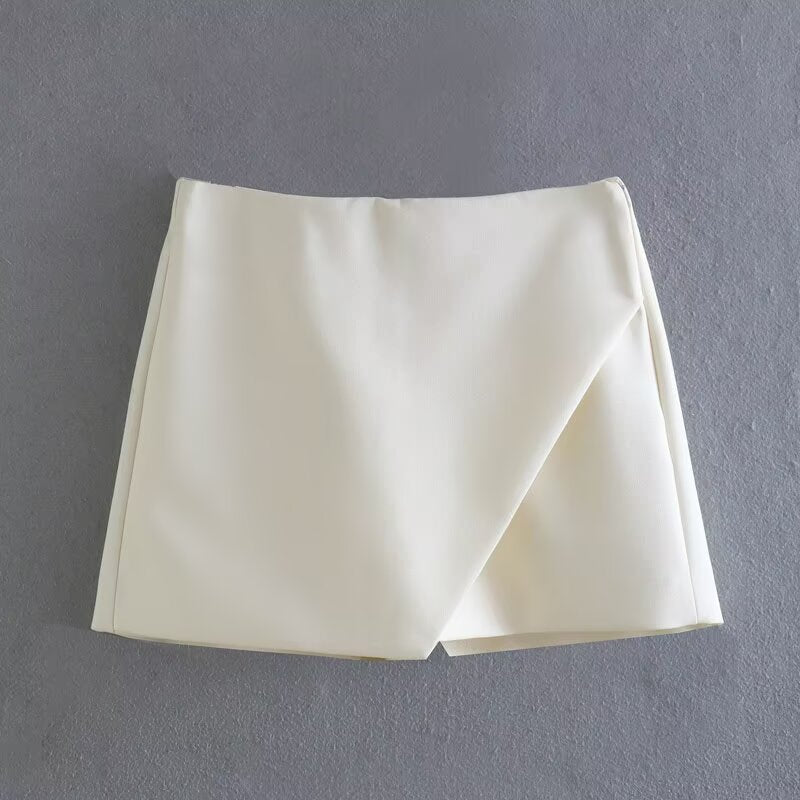 Ladies' Summer New Fashion Solid Slim High Waist Asymmetric Shorts Skirts