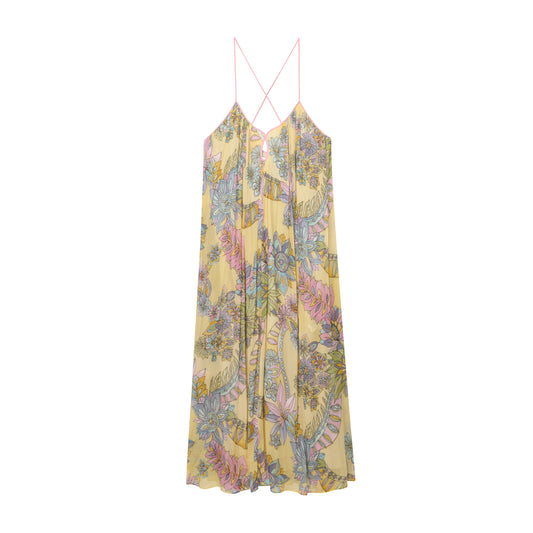 2025 Women's Fashion Loose Sleeveless Printed suspender Midi Dress