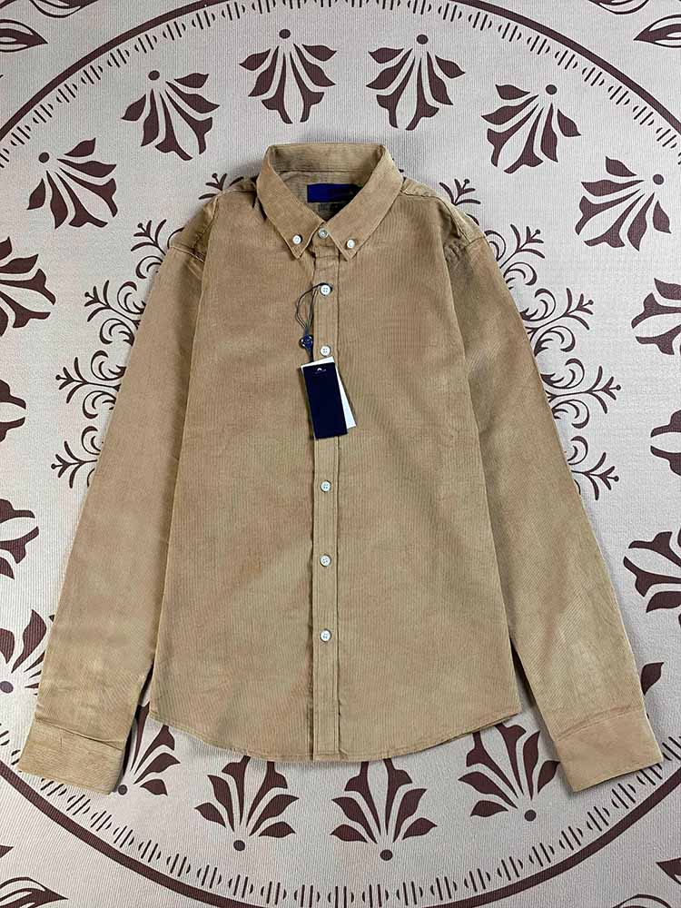 Men and Women with The Same New Fashion Joker Casual Cotton Corduroy Loose Long Sleeve Lapel Shirt Top.