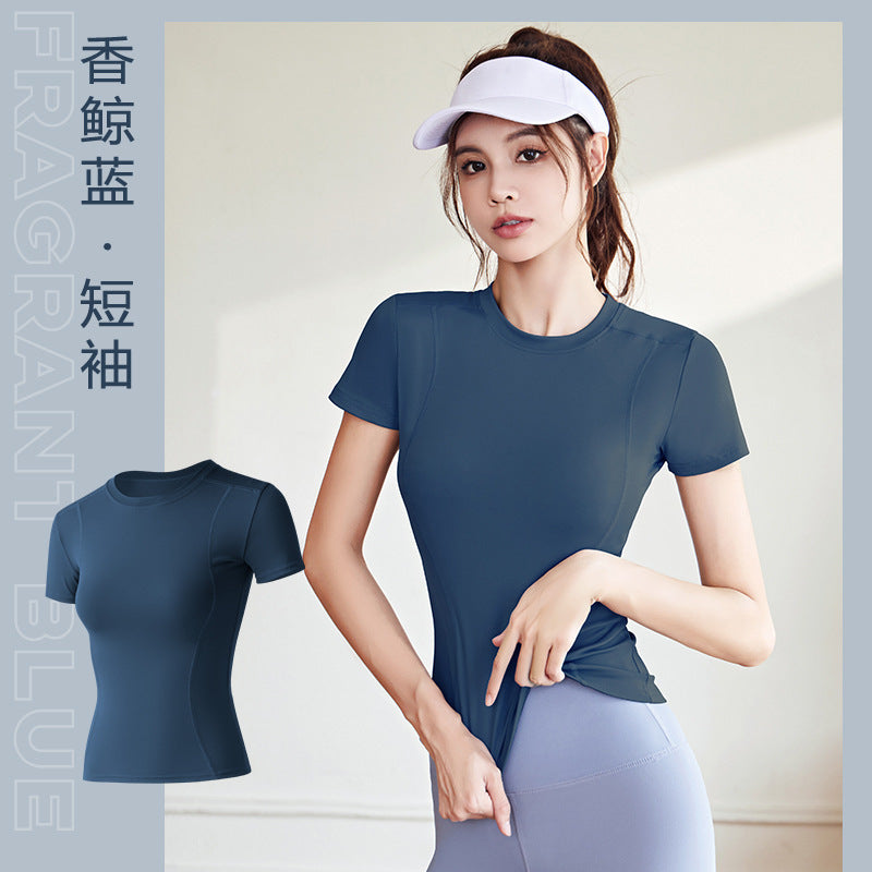 LU Women's new thin sports tight yoga clothes short sleeve top running fitness T-shirt